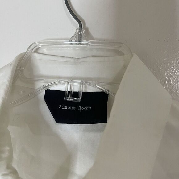 Simone Rocha White long sleeve button down collar blouse size US 2 UK6 - Picture 3 of 6